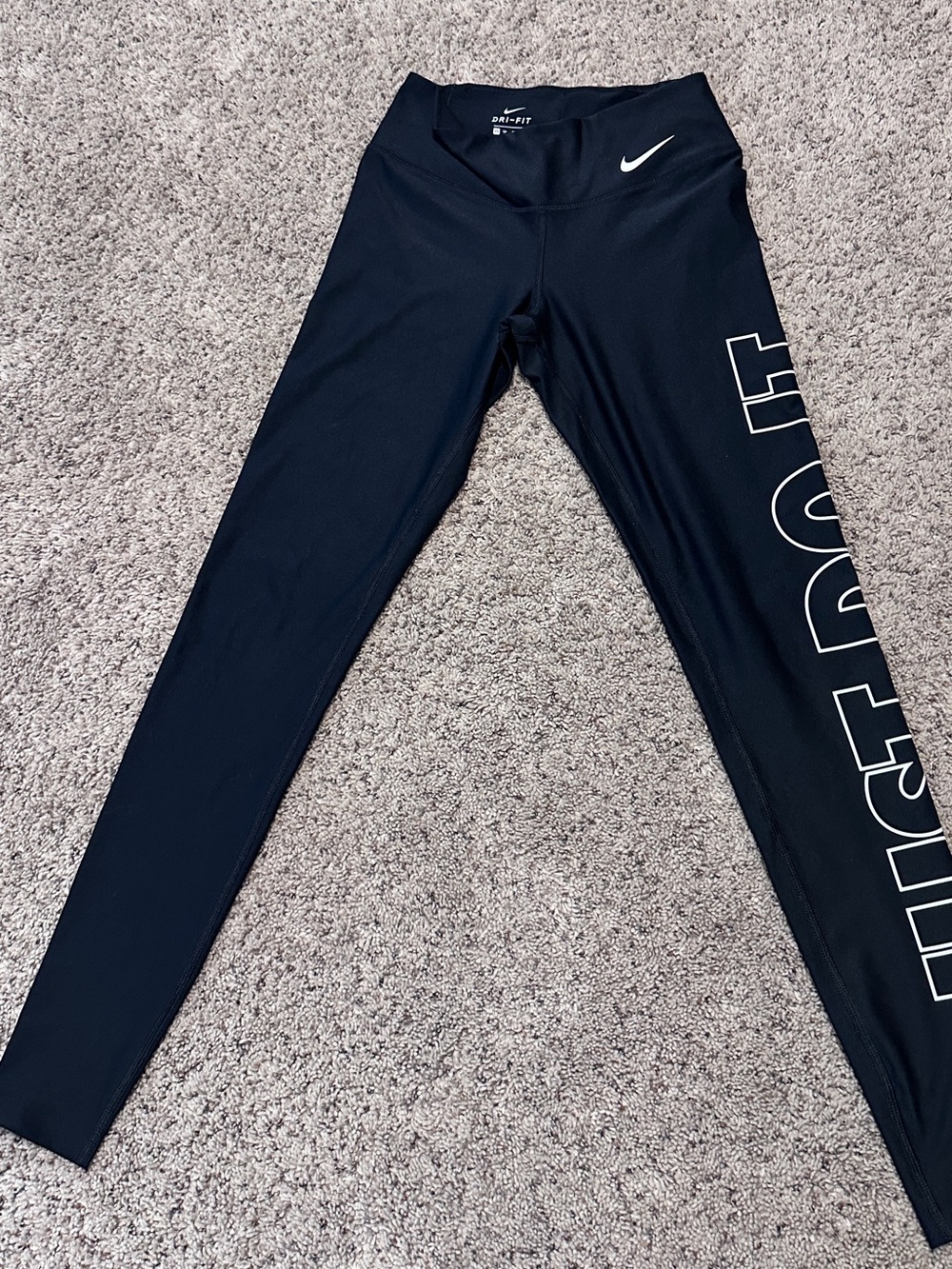 Nike Black Dri-FIT Leggings with 'JUST DO IT' Side Logo
